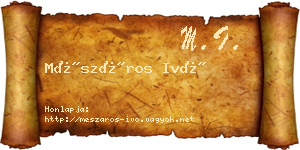 Mészáros Ivó névjegykártya